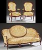Three Piece French Louis XV Style Carved Mahogany