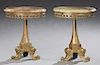 Pair of Low Onyx Top Brass Lamp Tables, 20th c., t