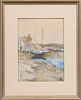 Childe Hassam (American, 1859-1935) Watercolor on Paper, C. 1885, View of Rockport Inner Harbor, H 12.25" W 9.25"