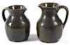 John Meaders, two stoneware pitchers, 6'' h. and 6 3/4'' h.