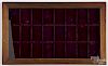 Pair of mahogany match safe display cases, ca. 1900, with velour interior