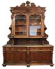Grand scale French Renaissance buffet in walnut with marble top. Late 19th century.