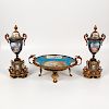 Sevres Center Bowl with Urns, Lot of Three