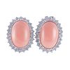 18k Gold Coral Diamond Earrings