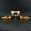 Vintage Mid Century Glass Punch Bowl Set With Gold Band Rim