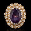 VINTAGE 14K YELLOW GOLD, DIAMOND, AND AMETHYST LADY'S RING