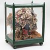 Anglo-American Chenille Work Bouquet in a Glass Vitrine 