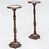 Pair of Mid Victorian Mahogany Candlestands with Fitted Beadwork Tops