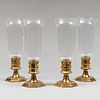 Set of Four Brass and Glass Photophores