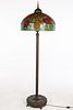 Tiffany Style Bronze and Glass Standing Lamp 