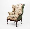 CHIPPENDALE STYLE CARVED MAHOGANY WING CHAIR