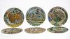 6 Faience European Plates Painted w/Animals