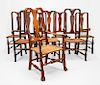 ASSEMBLED GROUP OF EIGHT WILLIAM AND MARY STYLE STAINED WALNUT AND CHERRY DINING CHAIRS
