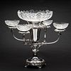 English Silverplate and Glass Epergne, 19th Century