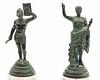 Pair of Bronze Soldiers on Marble Bases