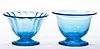 STEUBEN ATTRIBUTED CELESTE BLUE ART GLASS OPEN SALTS, LOT OF TWO