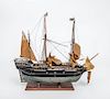 PAINTED WOOD SHIP MODEL
