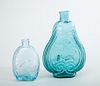 TWO AMERICAN PRESSED GLASS FLASKS
