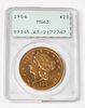 1904 U.S. Liberty Twenty Dollar Gold Coin, Slabbed