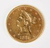1881-S Ten Dollar Gold Liberty Coin, F, Raw