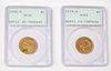 Two U.S. Indian Head Five Dollar Gold Coins, Slab
