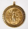 1947 Mexican 50 Peso Gold Coin in 14K Pendant