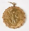 1947 Mexican Fifty Peso Gold Coin in 14K Pendant