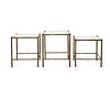 THREE BRASS FAUX BAMBOO NESTING TABLES W/ GLASS