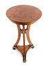 * A Continental Marquetry Table Height 30 x diameter of top 17 1/2 inches.