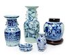 * A Group of Chinese Export Blue and White Porcelain Articles Height of largest 17 inches.