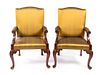 * A Pair of Chippendale Style Mahogany Library Chairs Height 40 inches.