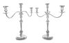 * A Pair of American Silver Three-Light Candelabra, Preisner Silver Co., Wallingford, CT, each of baluster form with scrolled