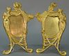 Pair of gilt Art Nouveau bronze frames, signed illegibly on foot. 
13" x 9"