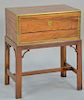 Rosewood brass bound lap desk on stand. 
height 25 inches, top: 13" x 20"