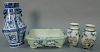 Four Chinese porcelain pieces to include a pair of Republic vases hand painted with horses, a large blue and white vase with 