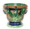 * A Large Palissy Majolica Jardiniere Height 16 x diameter 17 inches.
