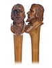 34. Portrait Folk Art Cane -Ca. 1880 -The cane is fashioned of a shaved boxwood branch with a naturally grown bulb carved to 