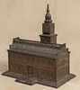 Cast iron Independence Hall still bank, manufactured by Enterprise, 10'' h.