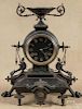 Tiffany & Co. bronze and iron mantel clock, 19th c., 14 1/4'' h.