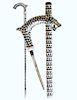 108. Rajasthan Dagger Cane -20th Century -All steel silver damascene cane with a substantially modified Derby shaped handle e