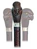 123. Pheasant Countryside Cane -20th Century -Large fruitwood pheasant head handle, wild cherry branch shaft of a beautiful,
