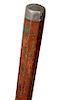 170. Lumber Jack’s Cane- Ca. 1900- A pewter top hexagonal hardwood shaft which has numbers on each panel to number the boar