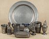 Nine pieces of pewter, 19th/20th c., charger - 12 1/2'' dia.