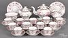 Thirty-piece pink lustre tea and luncheon service, 19th c., teapot - 8'' h.