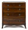 George III mahogany bowfront chest of drawers, ca. 1800, 40 3/4'' h., 35 1/2'' w.