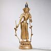 Parcel Gilt-bronze Figure of Standing Tara 銅鎏金度母站相佛造像