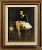 Oil on board portrait of a ballerina, 20th c., signed Llewelyn in lower left, 9 1/2'' x 7 1/2''.