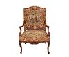 FRENCH NEEDLEPOINT OPEN ARMCHAIR
