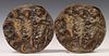 (2) PATINATED BRONZE FIGURAL RELIEF PLAQUES