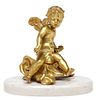 FRENCH GILT BRONZE SCULPTURE SEATED CUPID